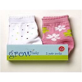 Grow Baby Girl 2 Piece Computer Fashion Socks Nonskid 3-12 m | Little Baby.