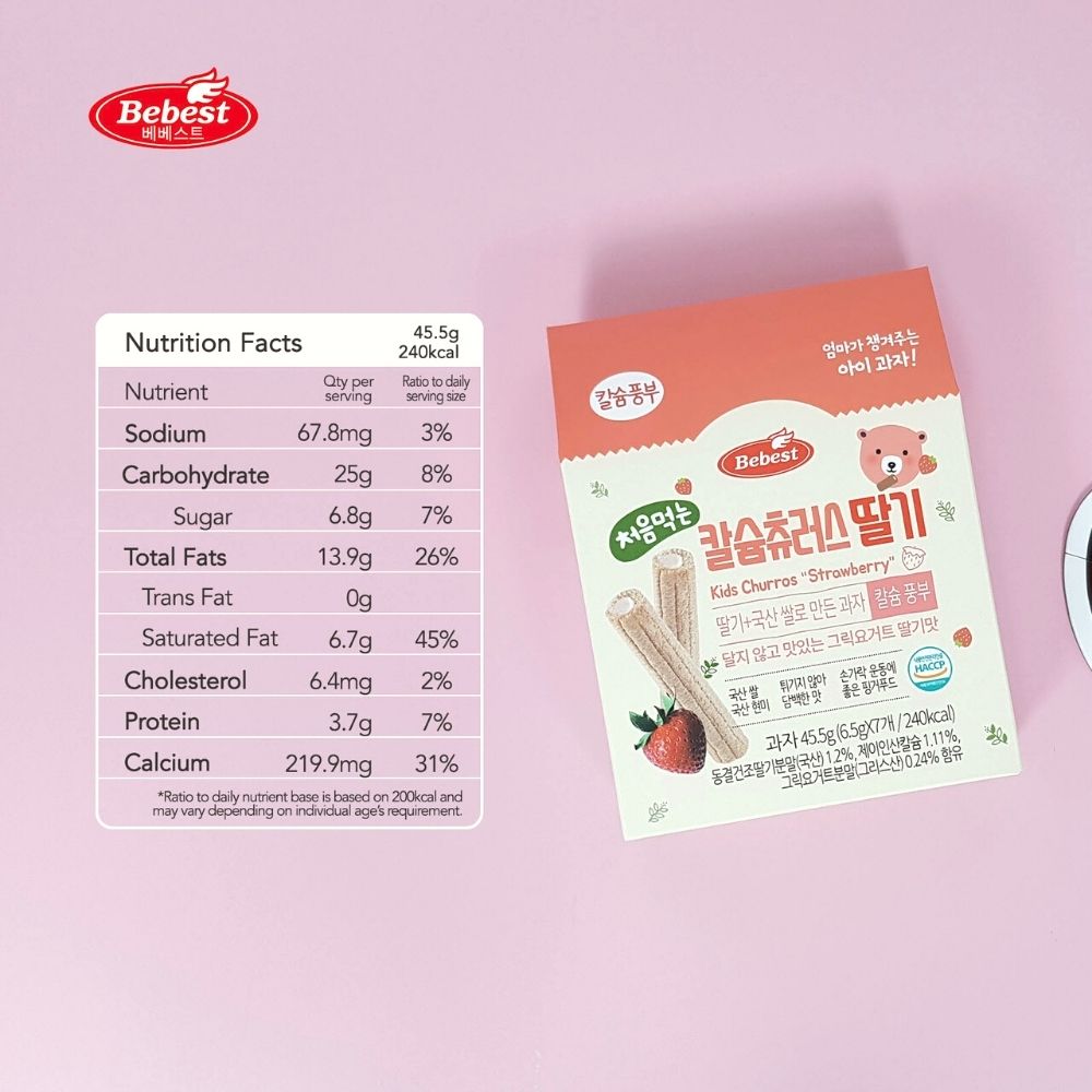 Bebest Kids Calcium Churros - Strawberry (6.5g x 7ea)