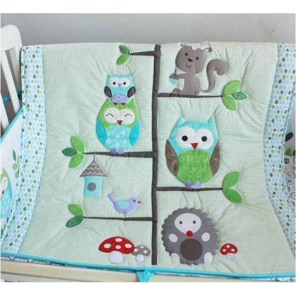 8 Pieces Bedding Set – Green Owl | Little Baby.