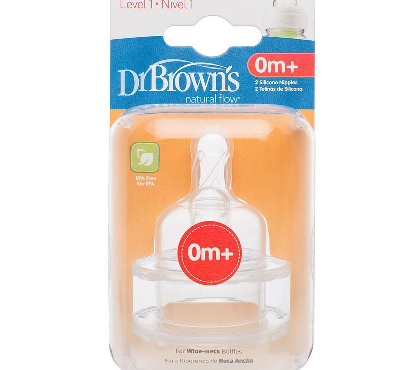 Dr Brown's Options Level 1 Baby Bottle Teats Pack Wide BPA Free, 0m+ 0-3M | Little Baby.