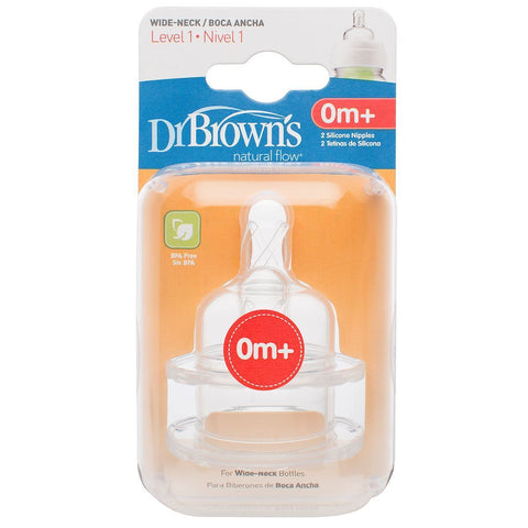 Dr Brown's Options Level 1 Baby Bottle Teats Pack Wide BPA Free, 0m+ 0-3M | Little Baby.