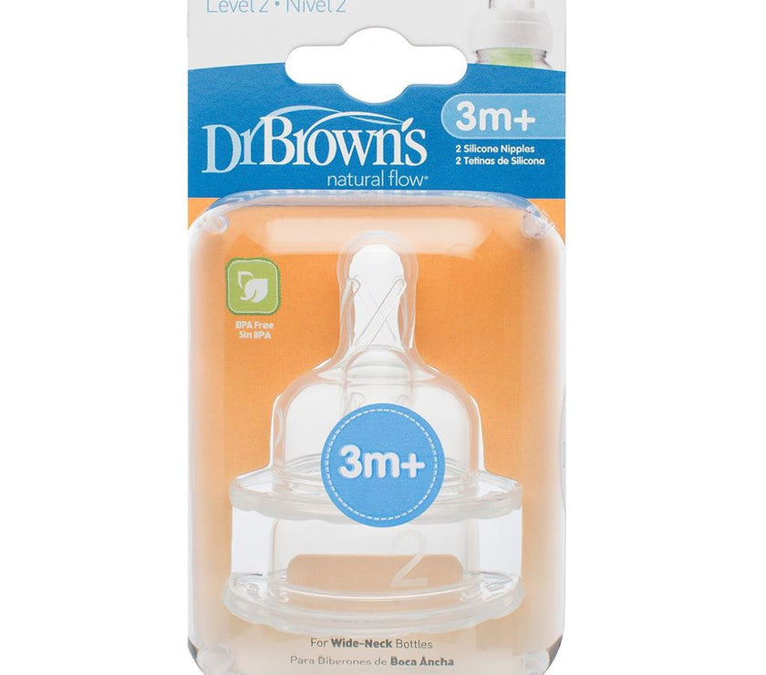 Dr Brown's Options Level 2 Baby Bottle Teats Nipple Pack Narrow BPA Free 3m+ | Little Baby.
