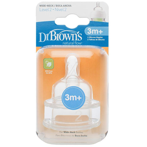 Dr Brown's Options Level 2 Baby Bottle Teats Nipple Pack Narrow BPA Free 3m+ | Little Baby.