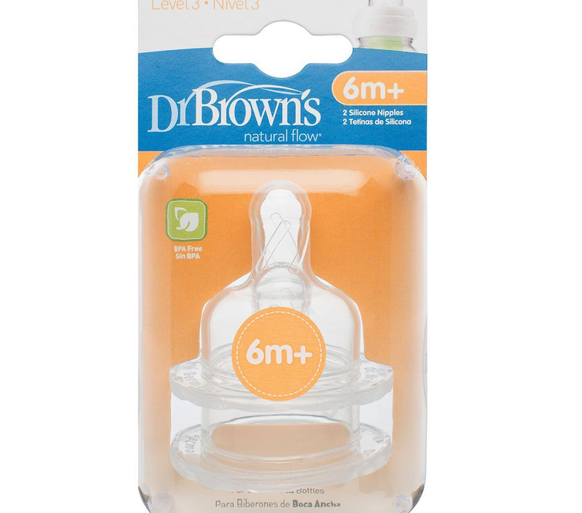 Dr Brown's Options Level 3 Baby Bottle Teats Nipple Pack Narrow BPA Free 6m+ | Little Baby.
