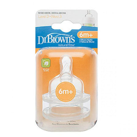 Dr Brown's Options Level 3 Baby Bottle Teats Nipple Pack Wide BPA Free 6m+ | Little Baby.