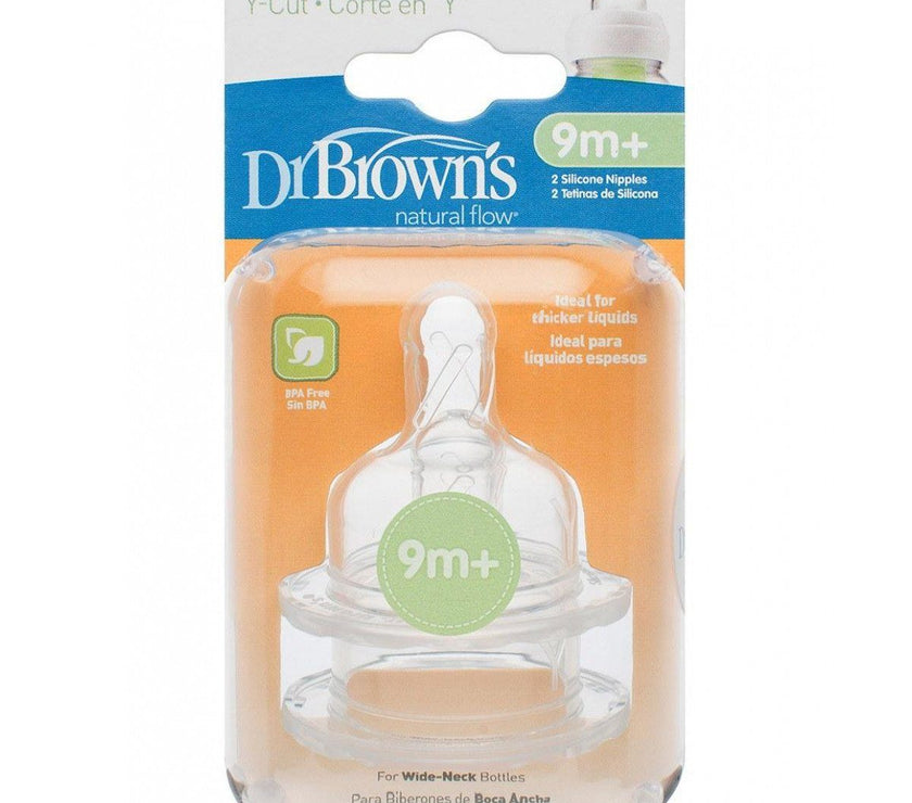 Dr Brown's Options Level Y Cut Baby Bottle Teats Pack, Wide, BPA Free, 9m+ | Little Baby.