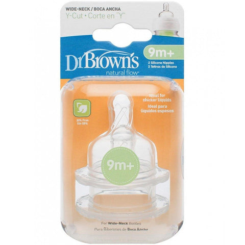 Dr Brown's Options Level Y Cut Baby Bottle Teats Pack, Wide, BPA Free, 9m+ | Little Baby.
