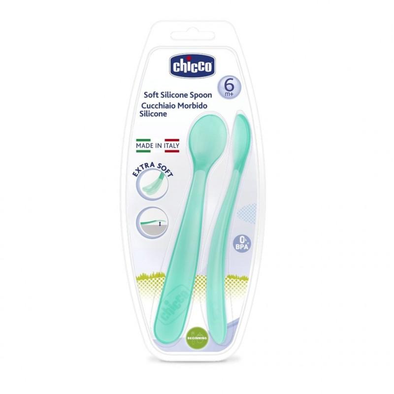 Chicco Soft Silicon Spoon Bi-Pack For Boy (6m+) | Little Baby.