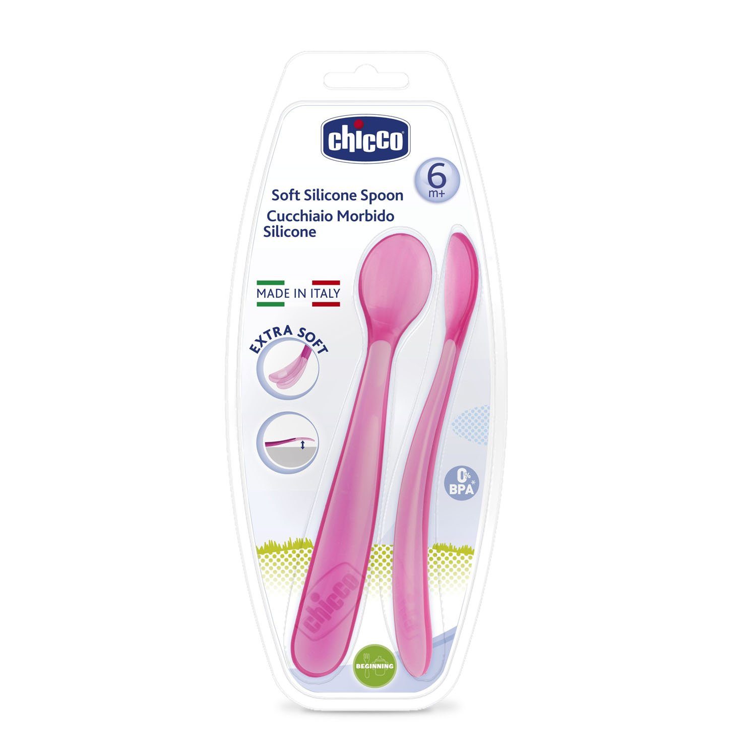 Chicco Soft Silicon Spoon Bi-Pack For Girl (6M+) | Little Baby.