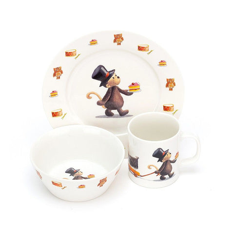 Jellycat Bashful Monkey Bowl, Cup & Plate Set
