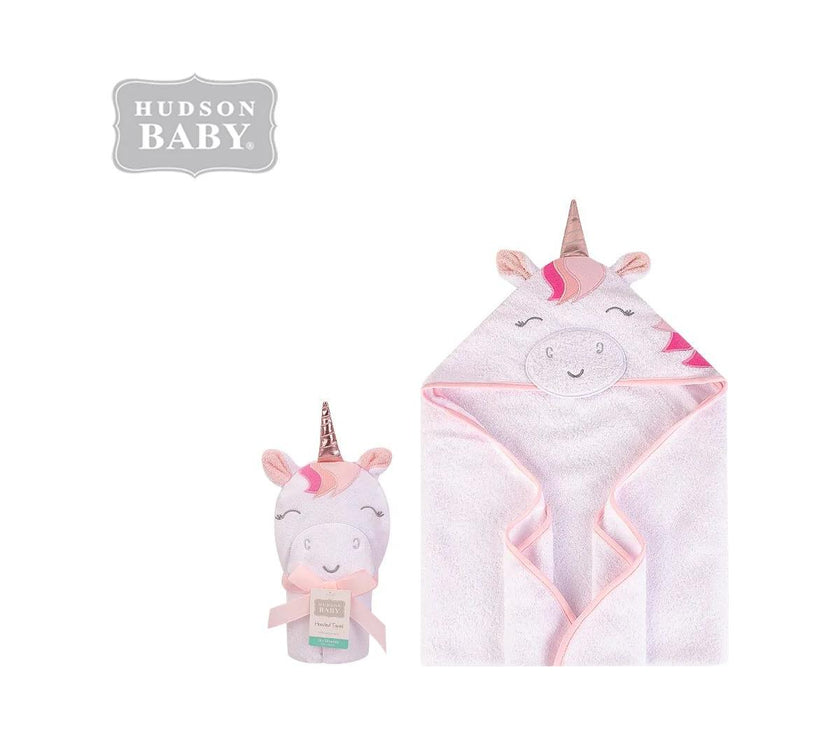 Hudson Baby Animal Hooded Towel(Woven Terry)-UNICORN