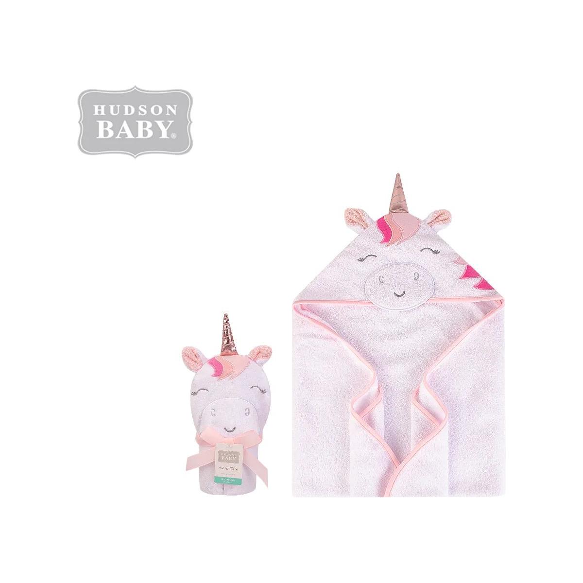 Hudson Baby Animal Hooded Towel(Woven Terry)-UNICORN