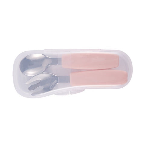 Richell T.L.I Stainless Steel Easy-Grip Spoon & Fork with Case