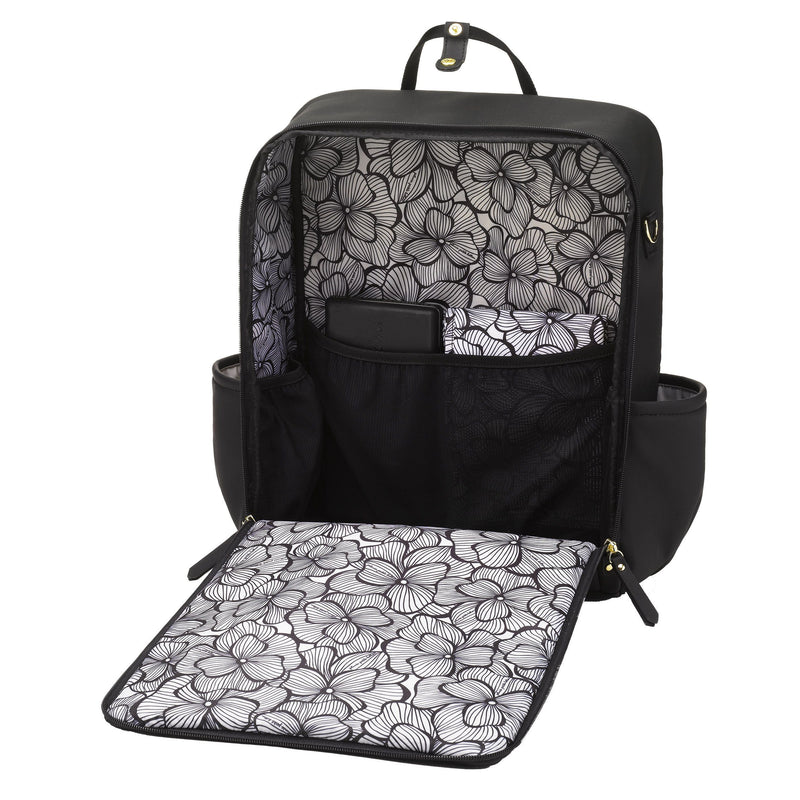 Petunia Pickle Bottom Balance Backpack: Black Leatherette | Little Baby.