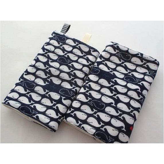 Jinglebib Drool Pad - Navy White Whale Nautical | Little Baby.