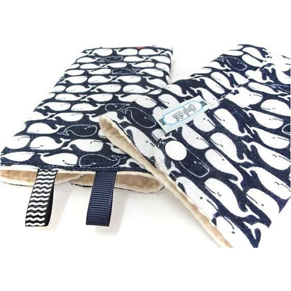 Jinglebib Drool Pad - Navy White Whale Nautical | Little Baby.
