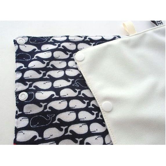 Jinglebib Drool Pad - Navy White Whale Nautical | Little Baby.