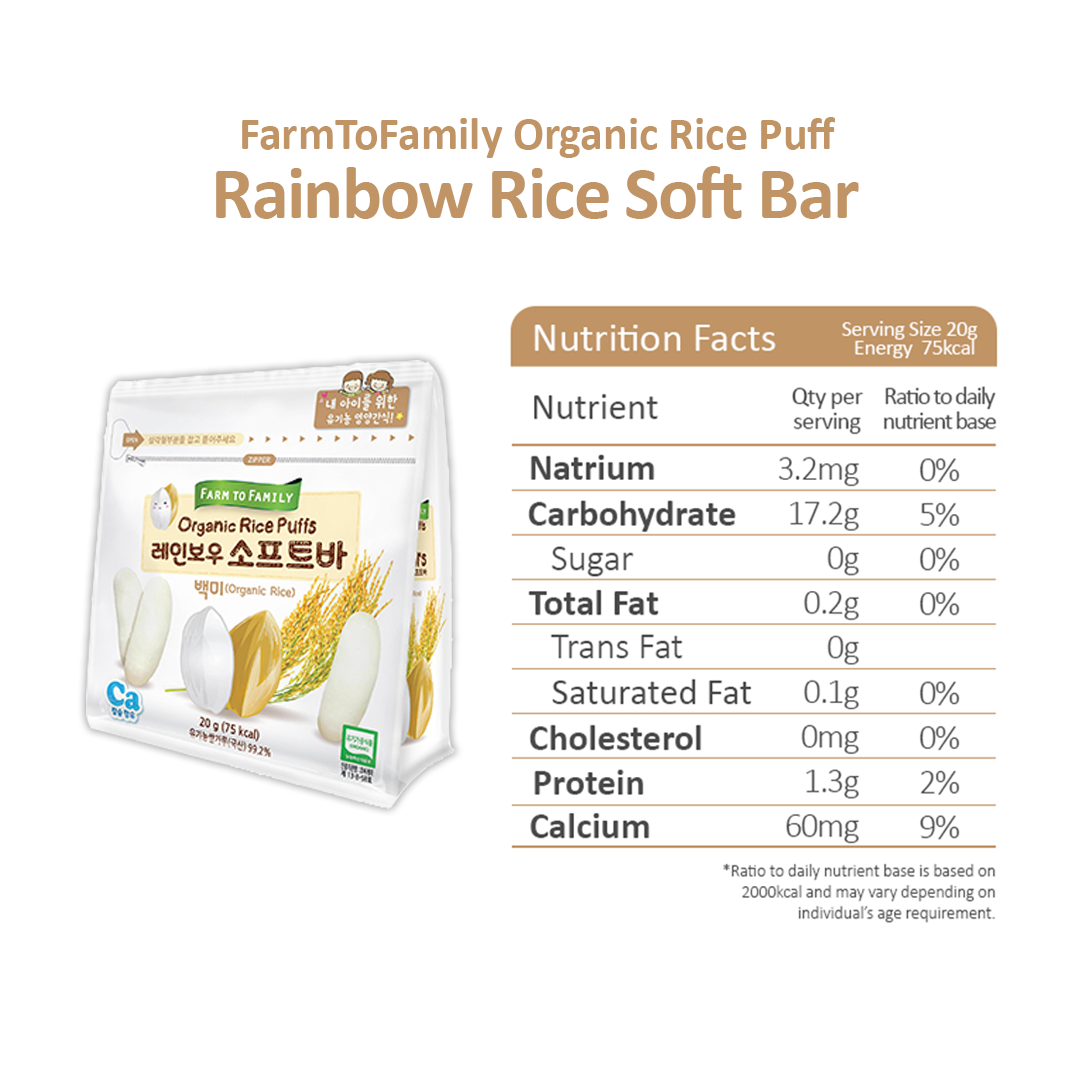 FarmToBaby Organic Rice Puff Rainbow Rice Soft Bar (6m+) | Little Baby.