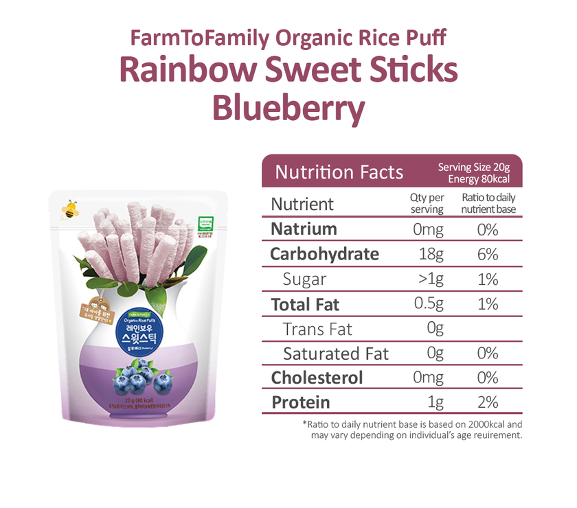 FarmToBaby Organic Rice Puff Rainbow Sweet Sticks (6m+) Expiry 10/2021 | Little Baby.