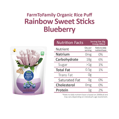 FarmToBaby Organic Rice Puff Rainbow Sweet Sticks (6m+) Expiry 10/2021 | Little Baby.