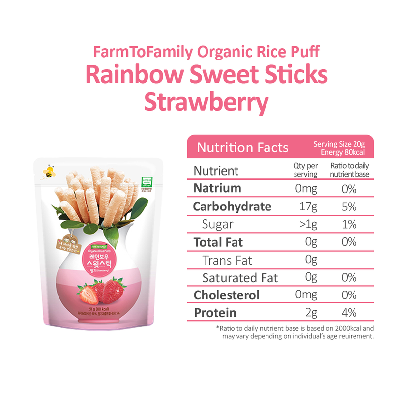 FarmToBaby Organic Rice Puff Rainbow Sweet Sticks (6m+) Expiry 10/2021 | Little Baby.