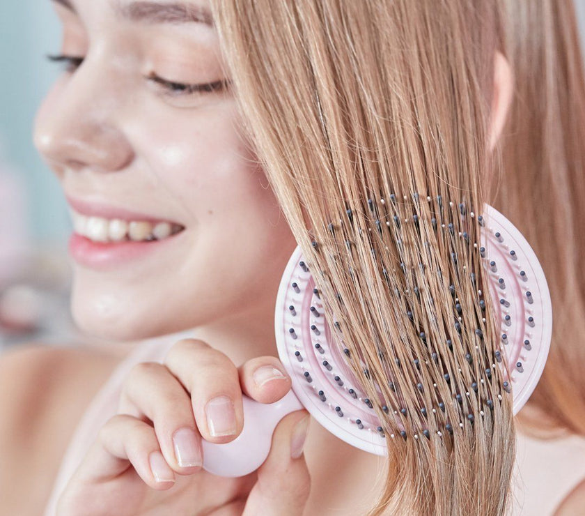 For Beaut Pure Me Detangling & Oil Removal Hair Brush - Cherry Blossom Pink (Made In Korea) | Little Baby.
