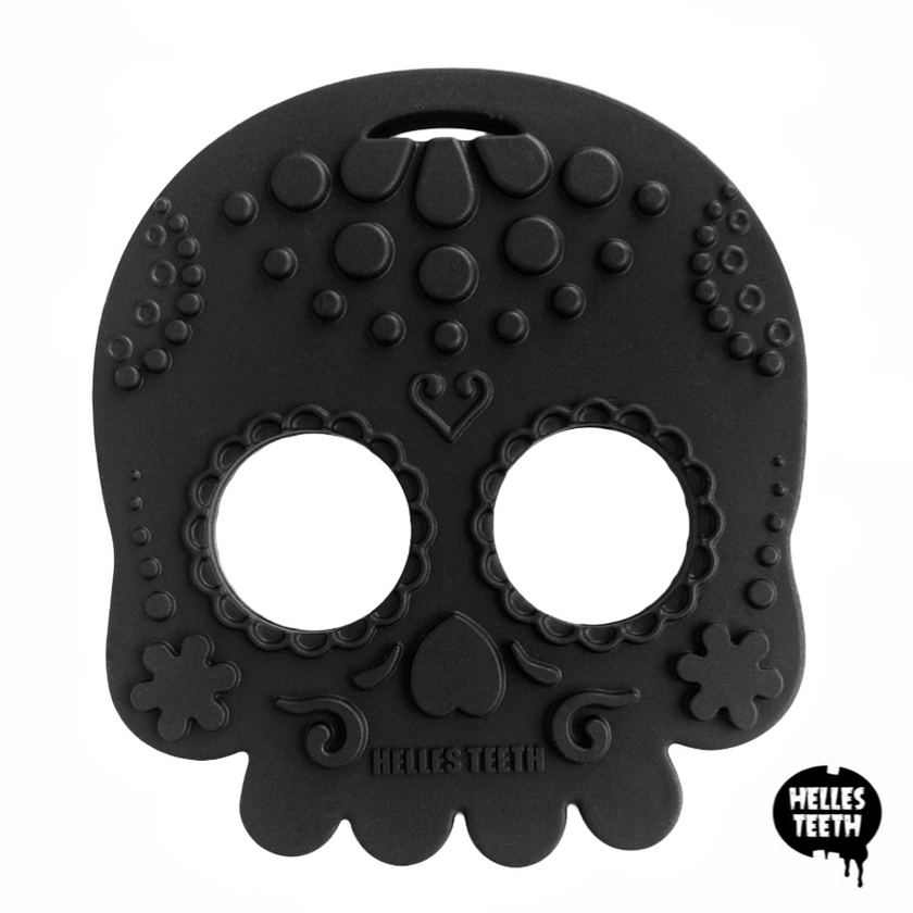 Helles Teeth Sugar Skull Teether (Black) | Little Baby.