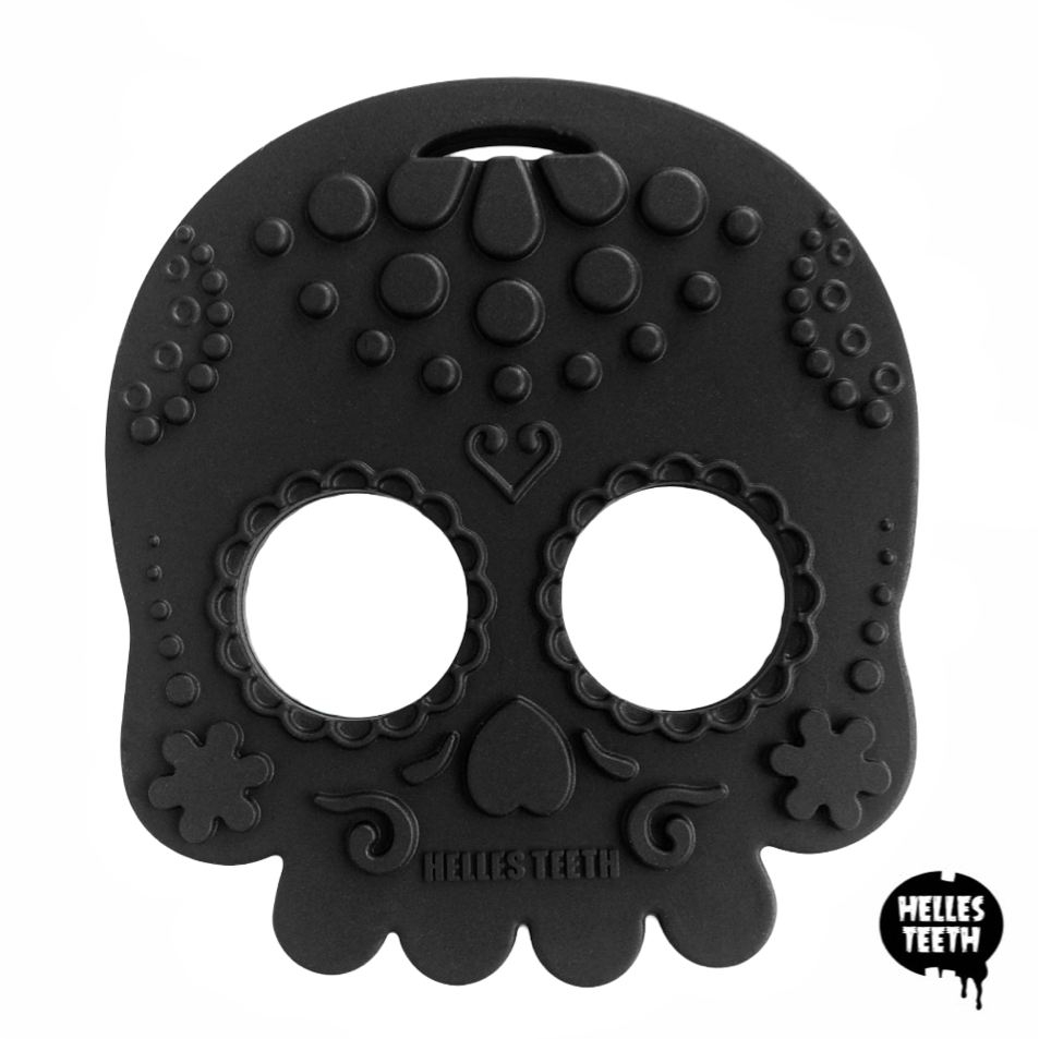 Helles Teeth Sugar Skull Teether (Black) | Little Baby.