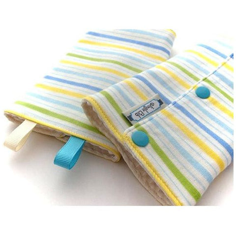 Jinglebib Drool Pad - Blue, Green, Yellow Stripes | Little Baby.