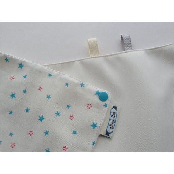 Jinglebib Drool Pad - White Teal Stars | Little Baby.