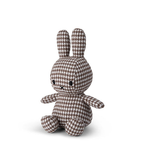 Miffy Sitting Pied-de-Poule Houndstooth Brown 23cm