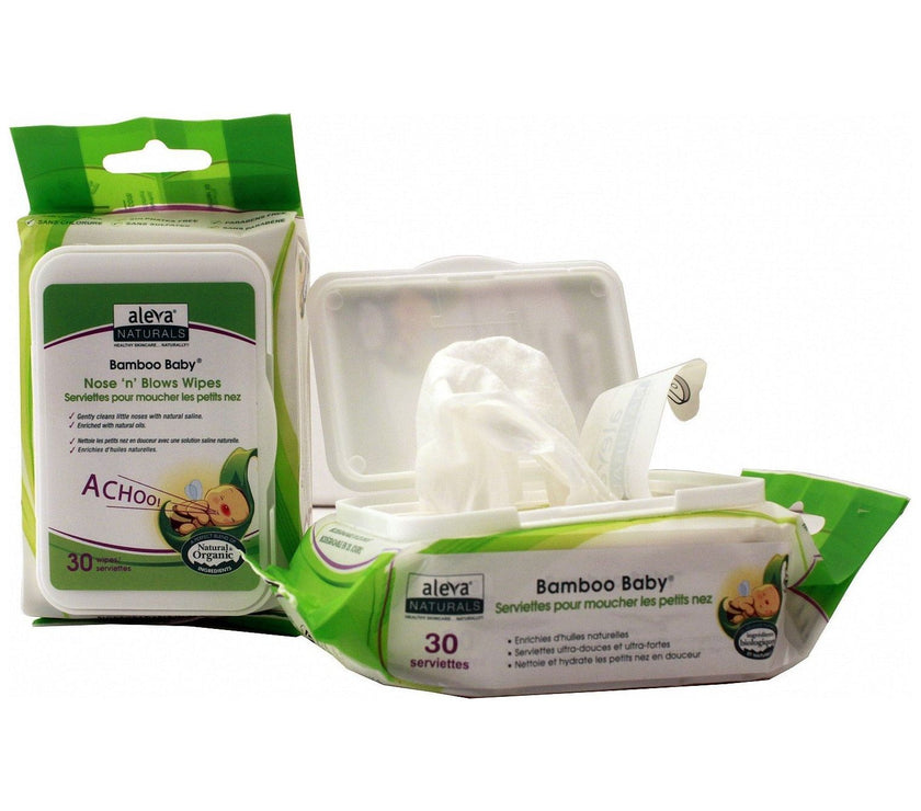 Aleva Naturals Bamboo Baby Nose 'n' Blows Wipes - 30PK | Little Baby.