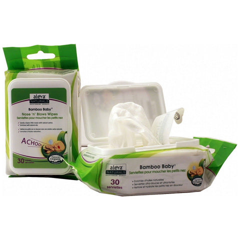 Aleva Naturals Bamboo Baby Nose 'n' Blows Wipes - 30PK | Little Baby.