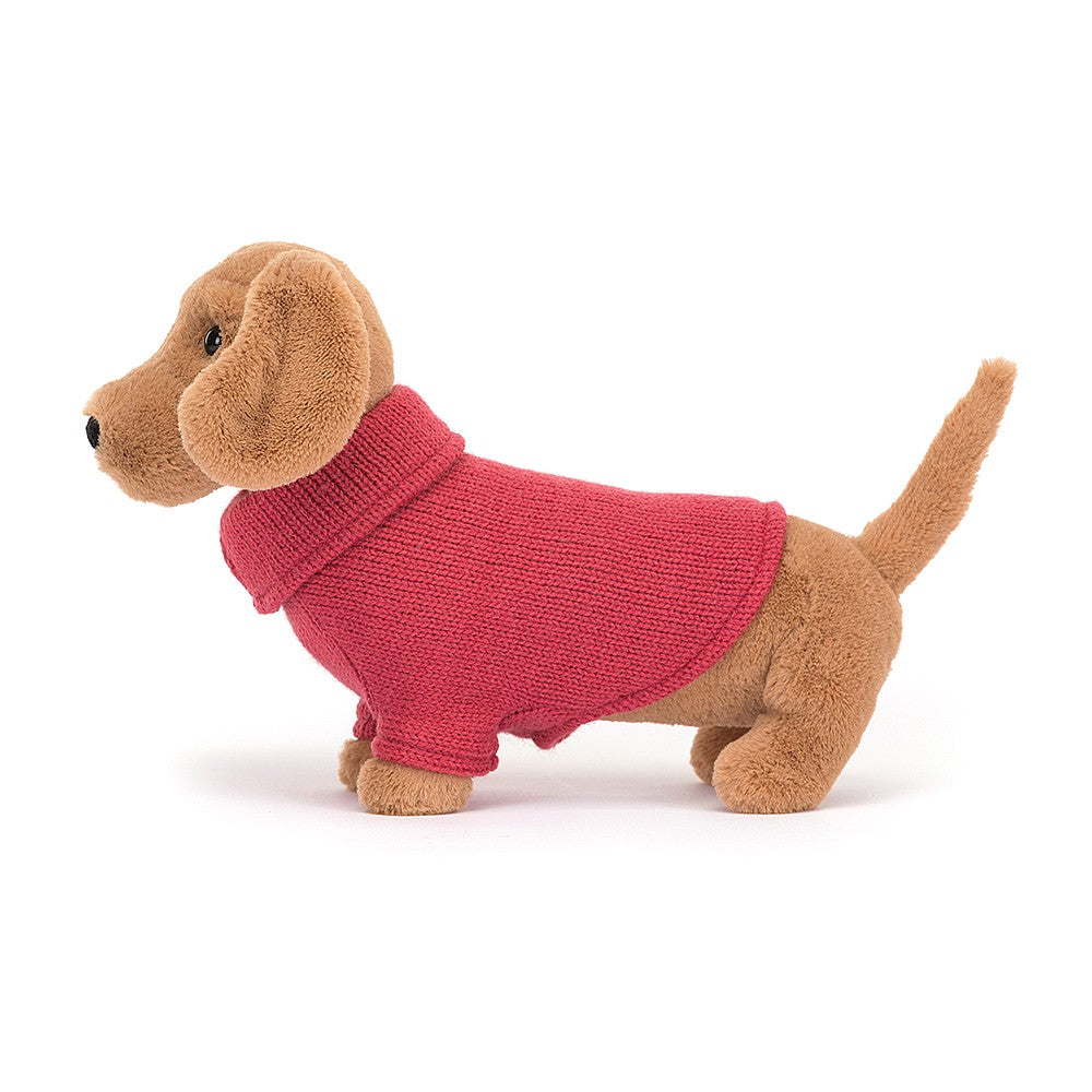 Jellycat Sweater Sausage Dog Pink - H14cm