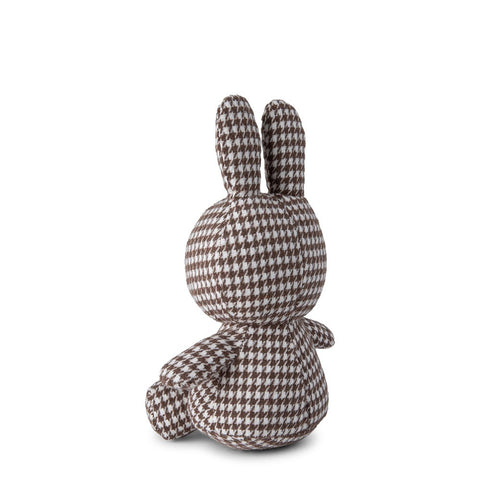 Miffy Sitting Pied-de-Poule Houndstooth Brown 23cm