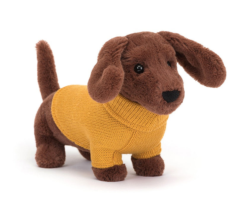Jellycat Sweater Sausage Dog Yellow - H14cm