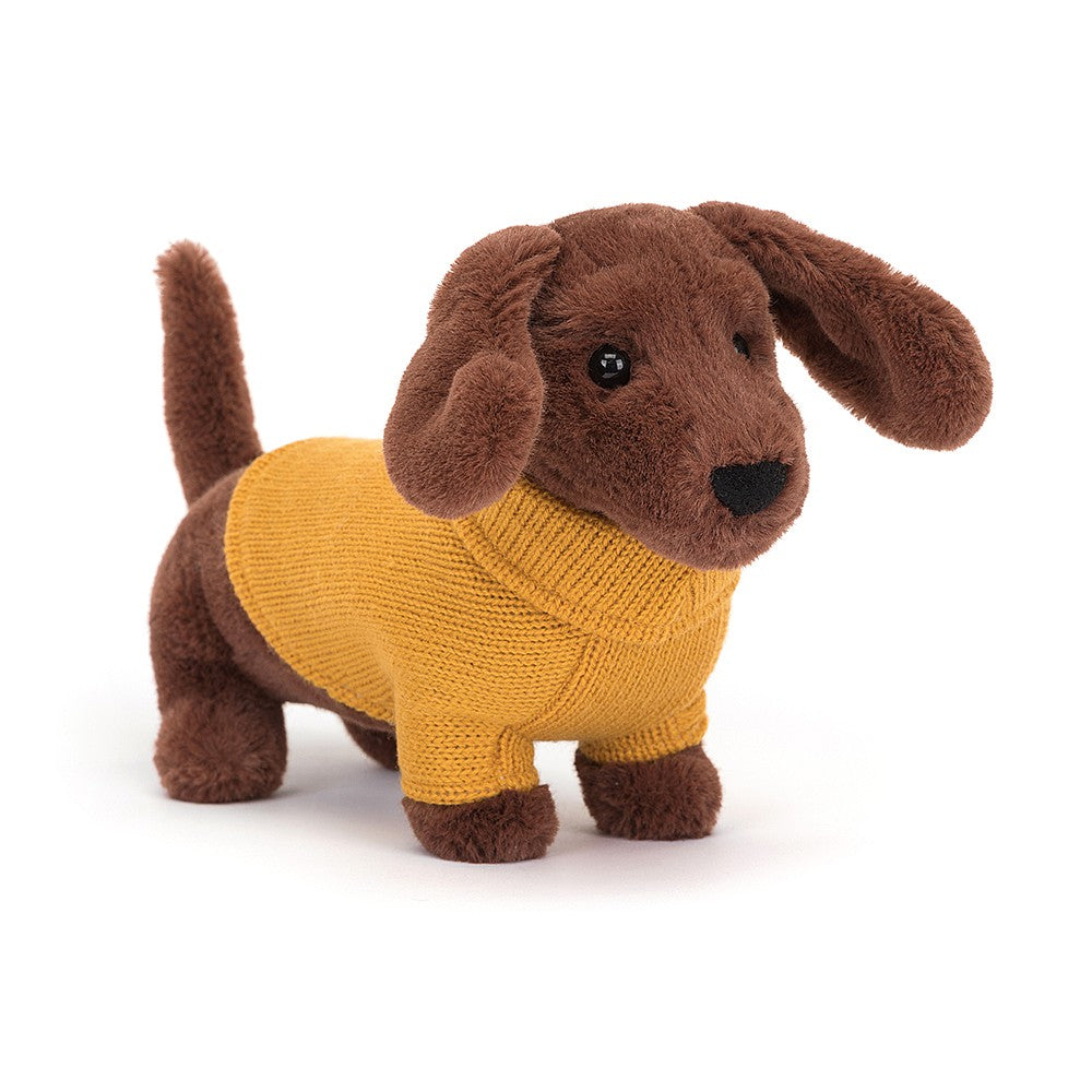 Jellycat Sweater Sausage Dog Yellow - H14cm
