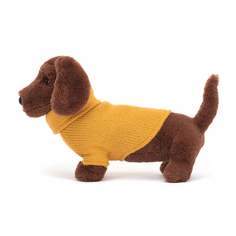 Jellycat Sweater Sausage Dog Yellow - H14cm