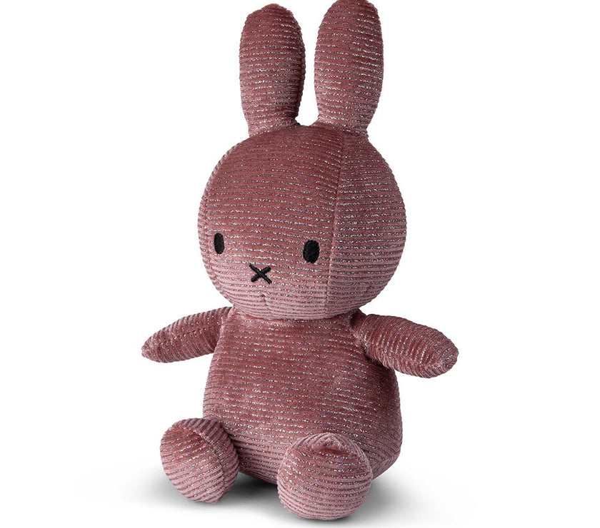 Miffy Sitting Corduroy Sparkle Pink 23cm