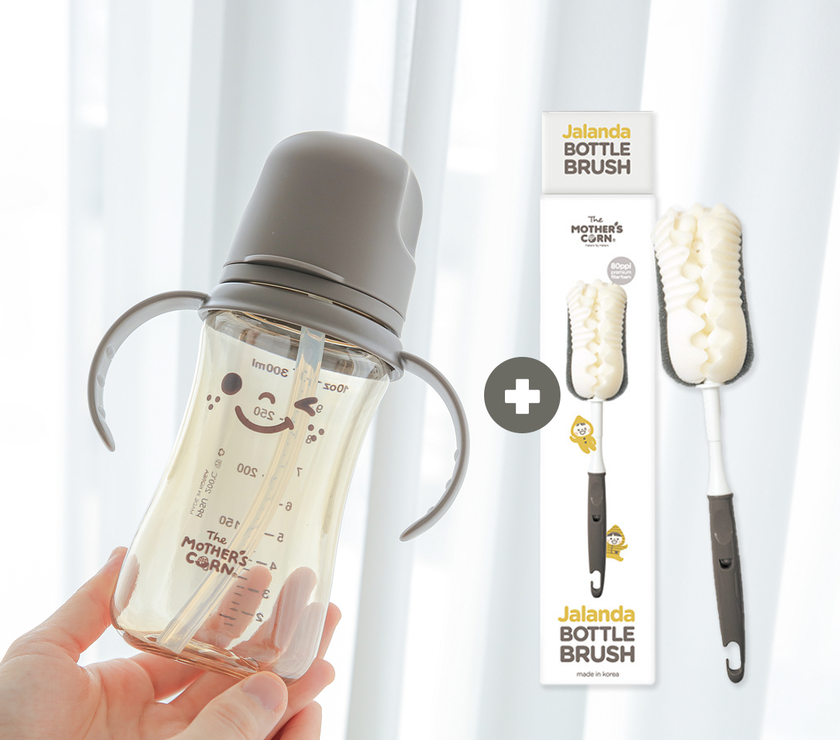 Mother's Corn Jaranda Straw Cup 300ml and Bottle Brush + Free replacement straw