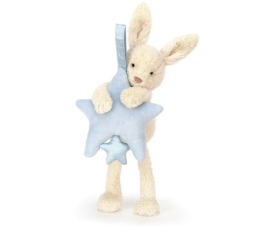 JellyCat Star Bunny Blue Musical Pull - H28cm | Little Baby.