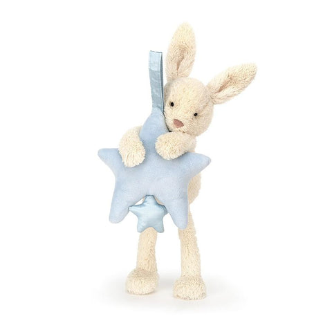 JellyCat Star Bunny Blue Musical Pull - H28cm | Little Baby.