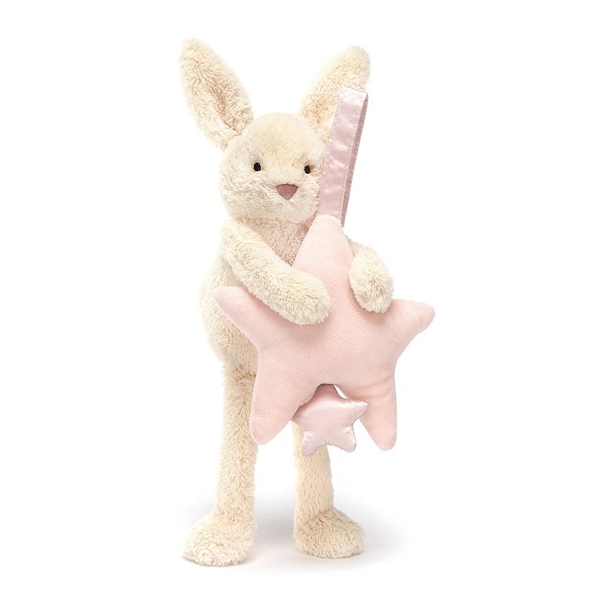 JellyCat Star Bunny Pink Musical Pull - H28cm | Little Baby.