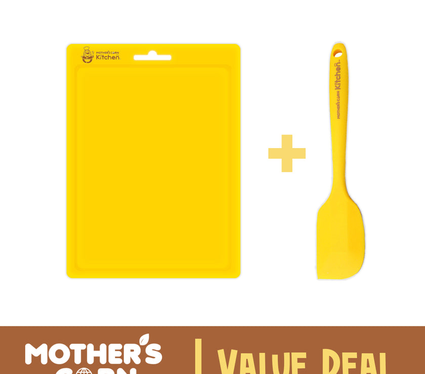 Mother's Corn Silicone Cutting Board Yellow + Mini Spatula | Kitchen Value Deal 10% OFF | Little Baby.
