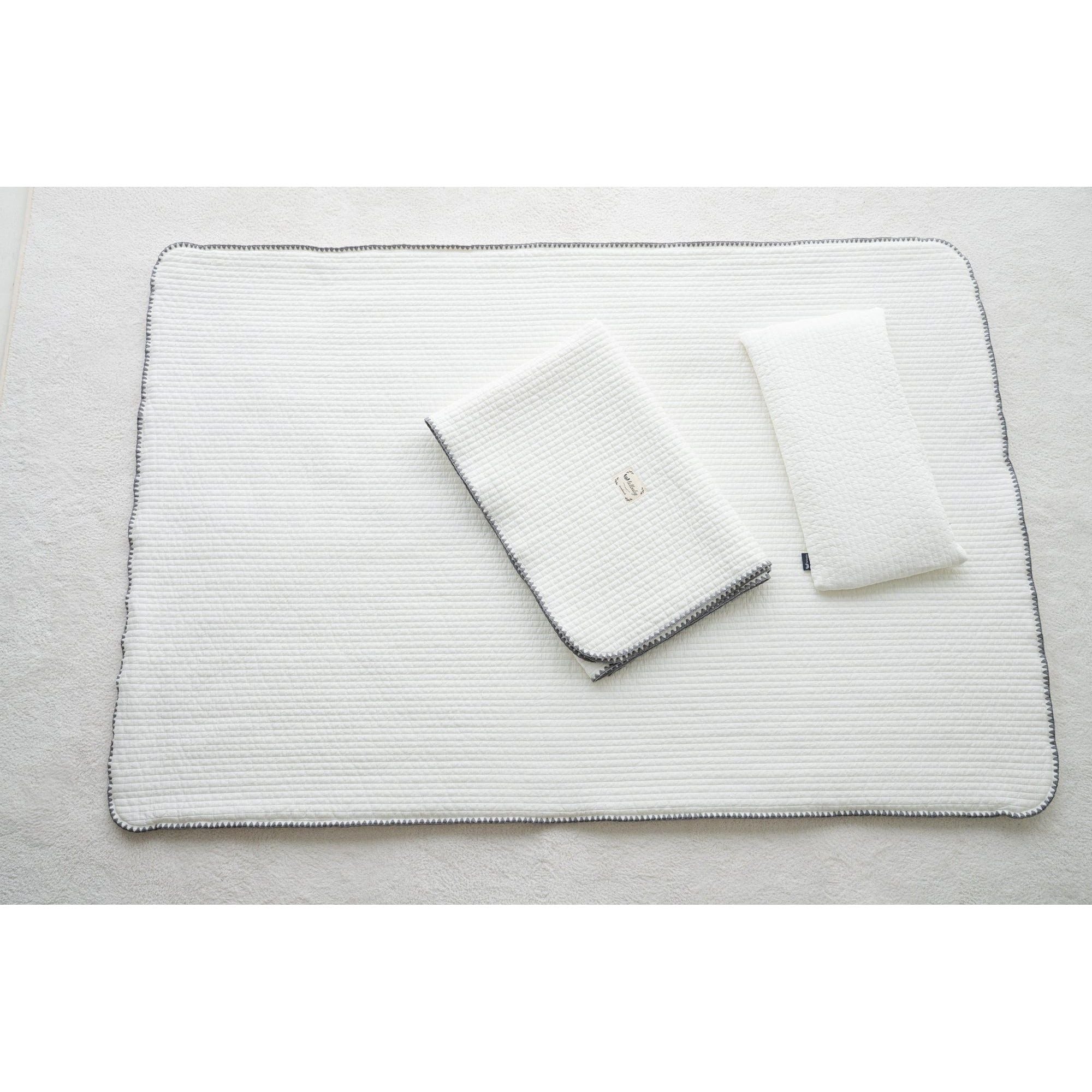 LOLBaby 100% Premium Cotton Bedding Set - Pigment Line Plain White