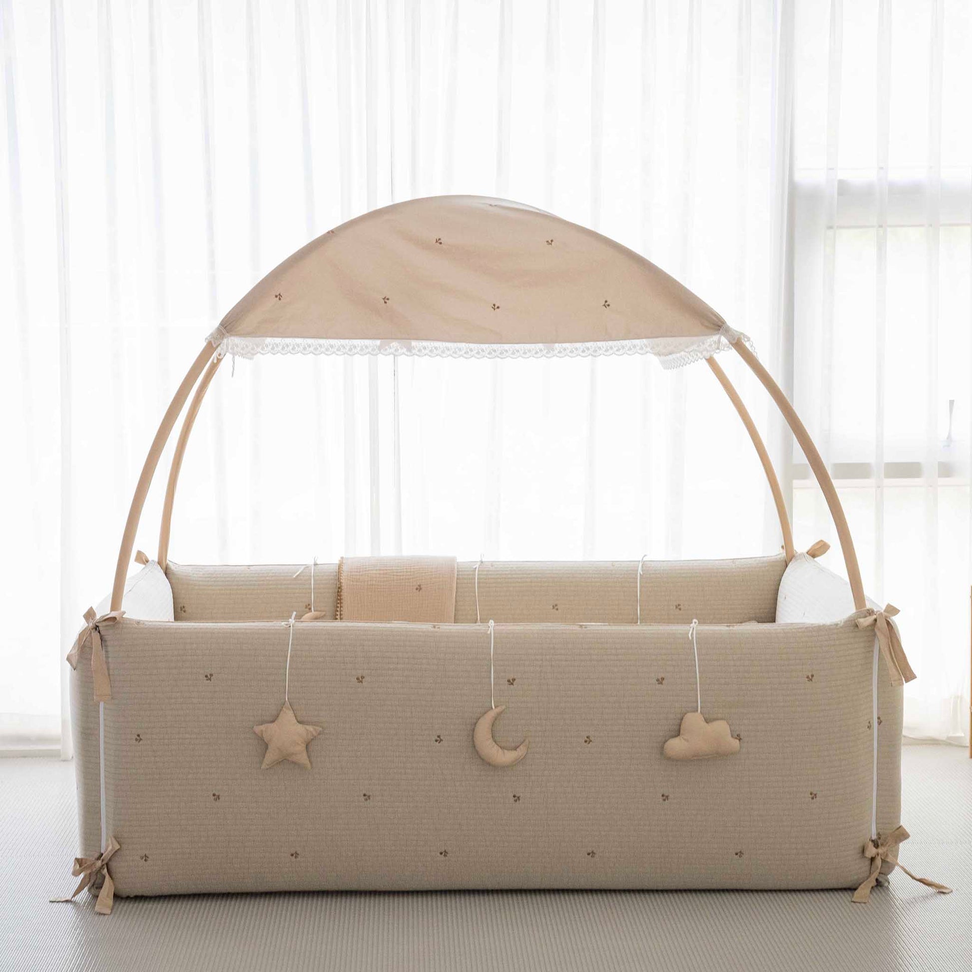 LOLBaby Cotton Embroidery Bumper Bed accessories - Canopy ONLY-7