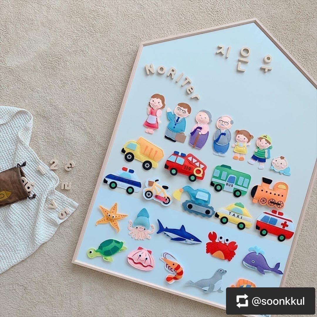 Noriterboard Magnetic Board One Tone in Natural Wood (Medium / Large) - Blue + Free Gifts | Little Baby.