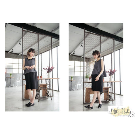 L1662353 Korea Versatile Pleated Black Dress | Little Baby.