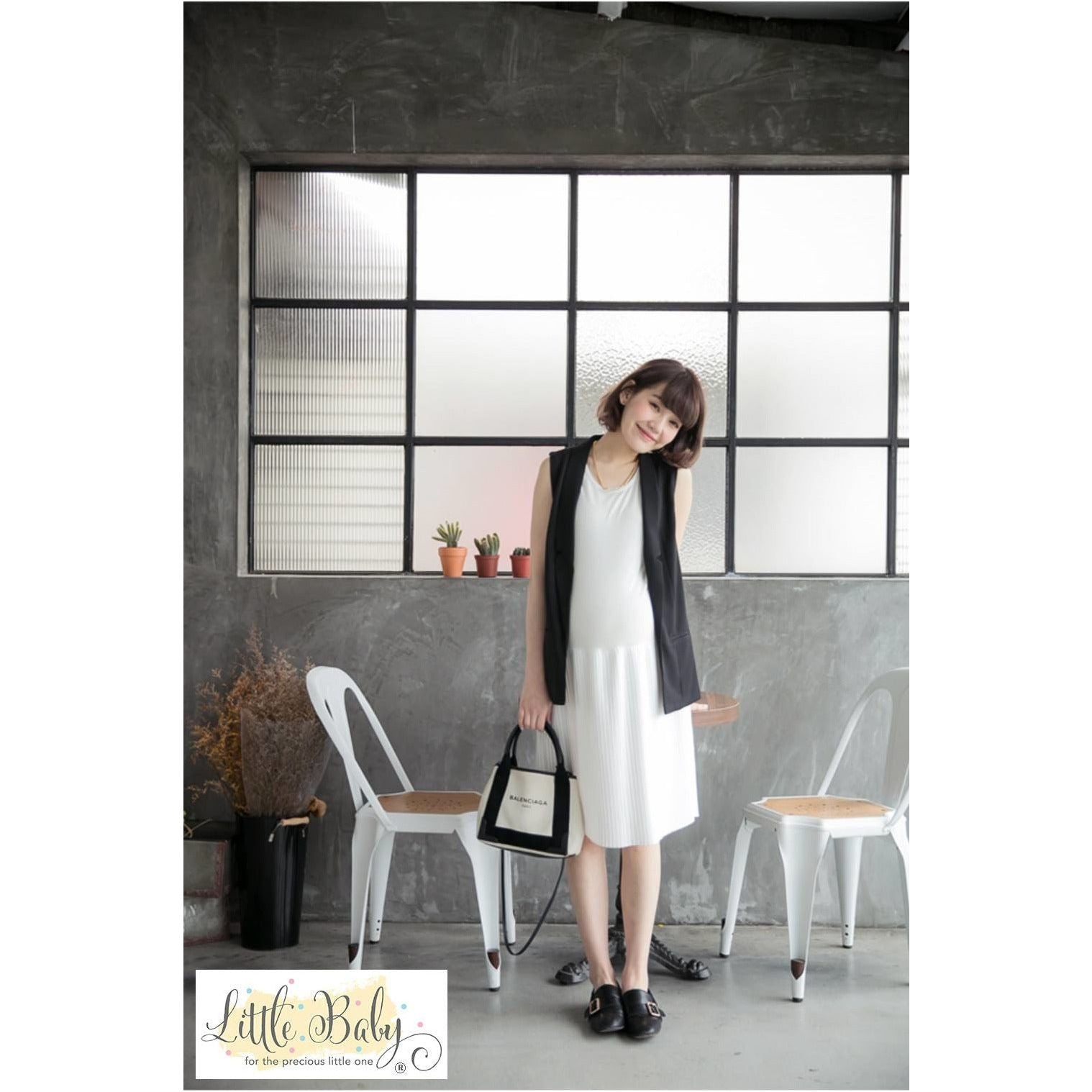 L1662353 Korea Versatile Pleated White Dress | Little Baby.