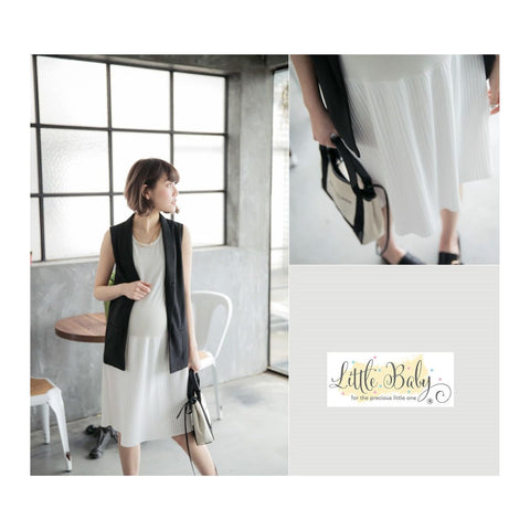 L1662353 Korea Versatile Pleated White Dress | Little Baby.